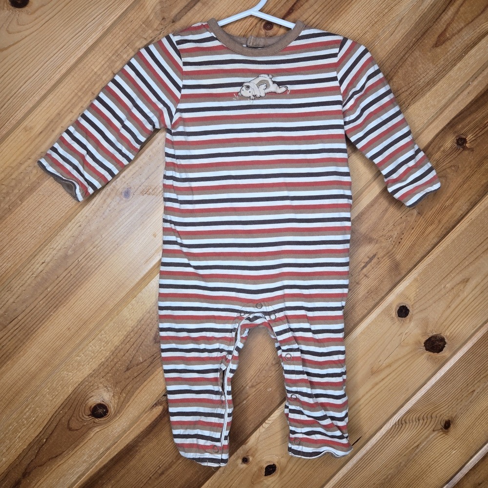 Janie and Jack One Piece Outfit 3-6 Months Striped Snap Lined Cotton